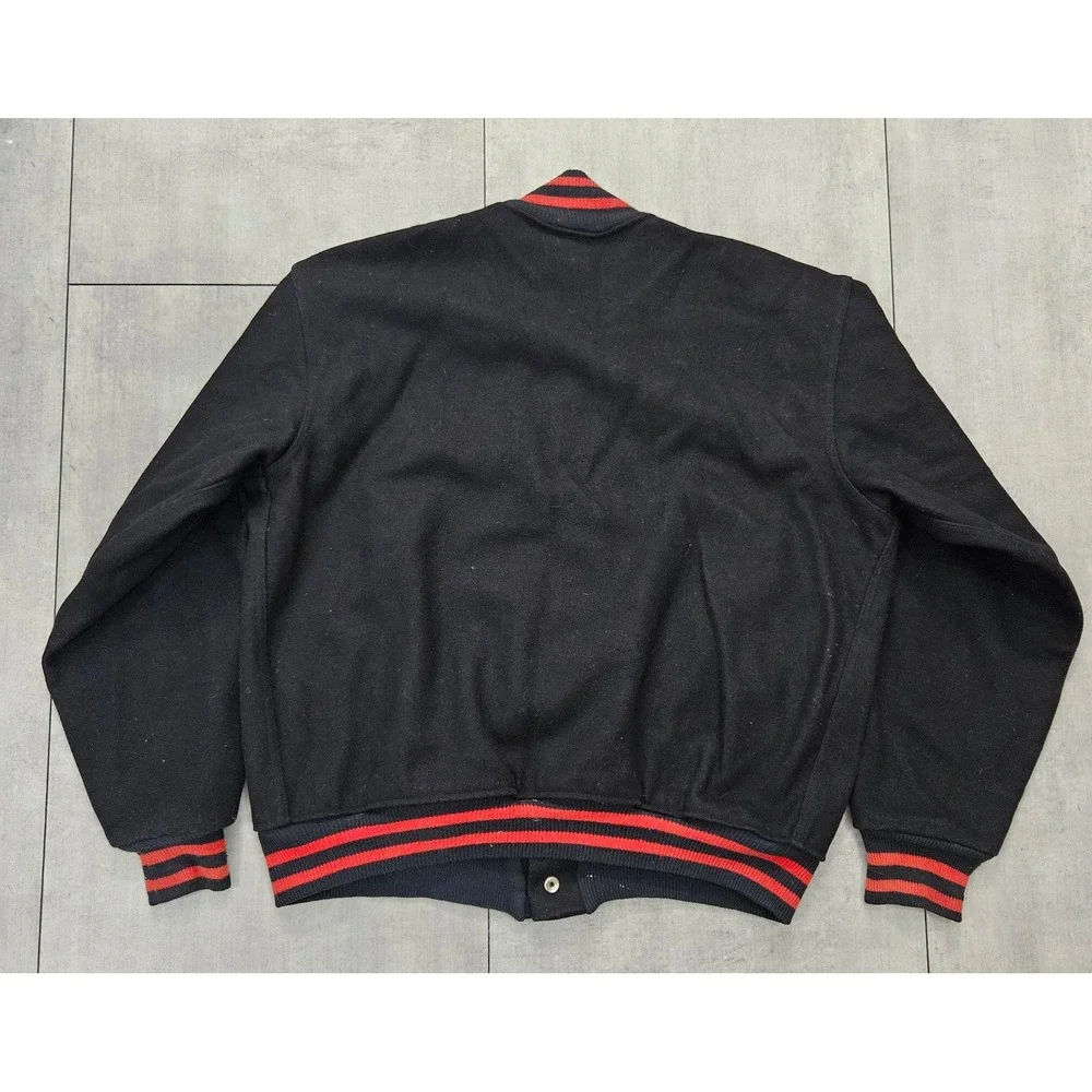 Vintage Felco New York Wool Varsity Jacket Mens Large Black Red Alton Letterman‎